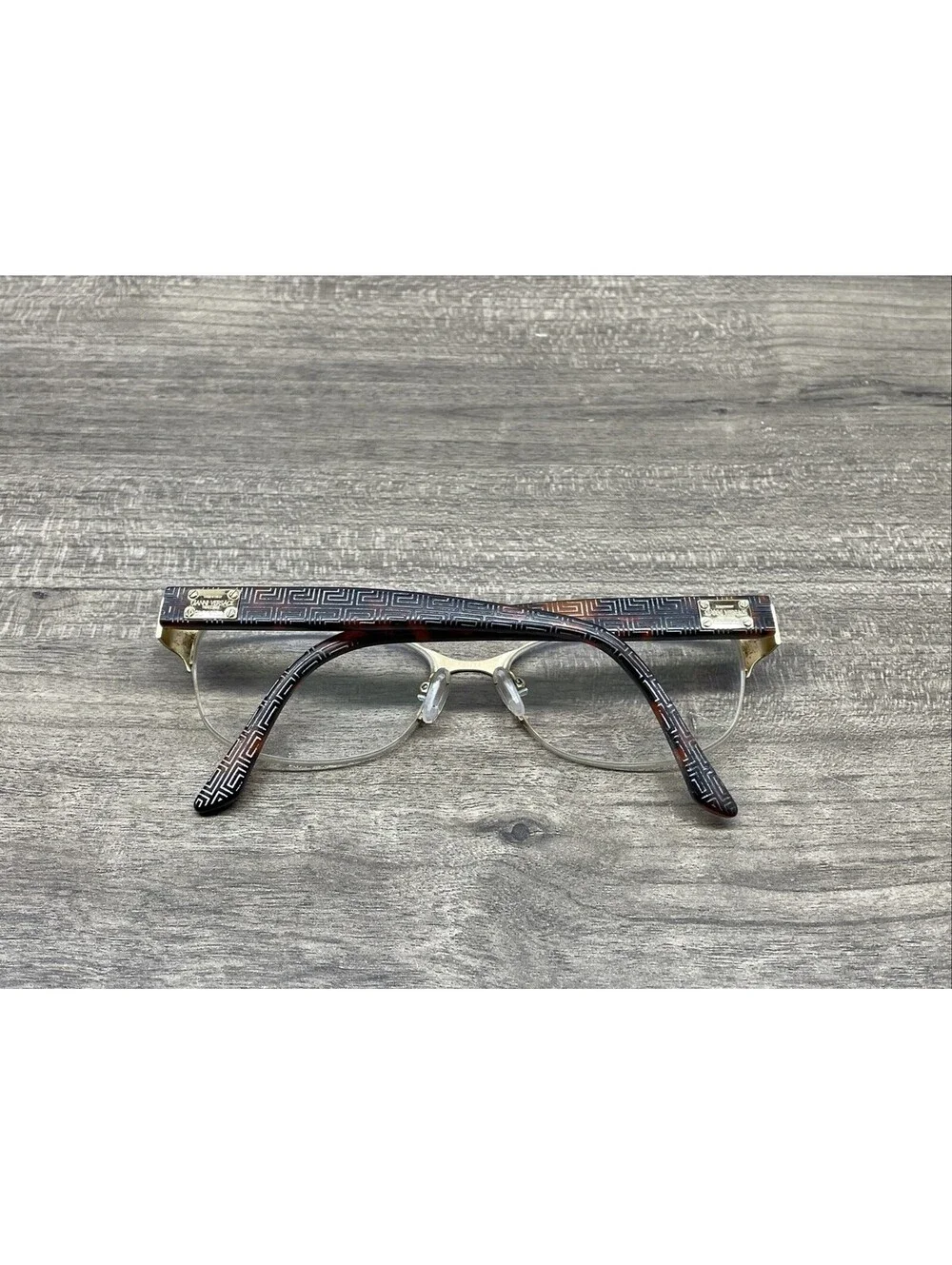 Versace Designer Eyeglasses 1222 1344 Gold Brown Tortoise Flex Hinge 53-17-140